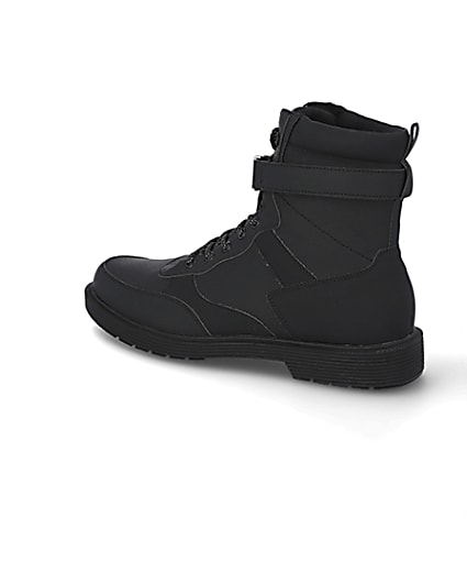 360 degree animation of product Black buckle lace up boots frame-5