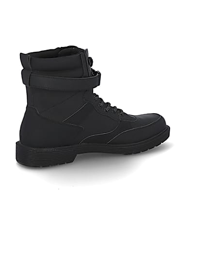 360 degree animation of product Black buckle lace up boots frame-13