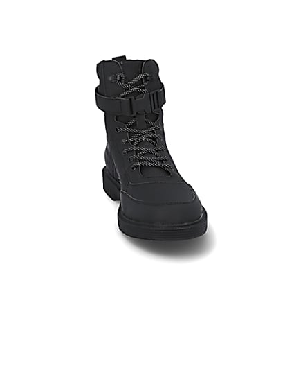 360 degree animation of product Black buckle lace up boots frame-20