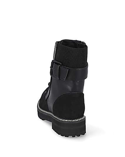 360 degree animation of product Black buckle lace up boots frame-8