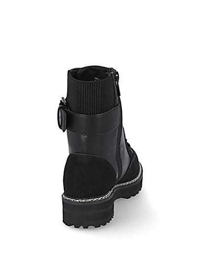 360 degree animation of product Black buckle lace up boots frame-10