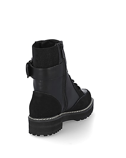 360 degree animation of product Black buckle lace up boots frame-11
