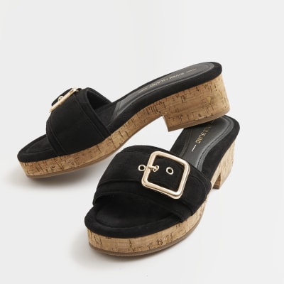 black buckle mules