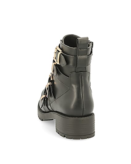 360 degree animation of product Black buckle strap chunky ankle boots frame-8