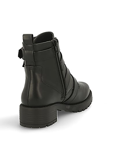 360 degree animation of product Black buckle strap chunky ankle boots frame-11