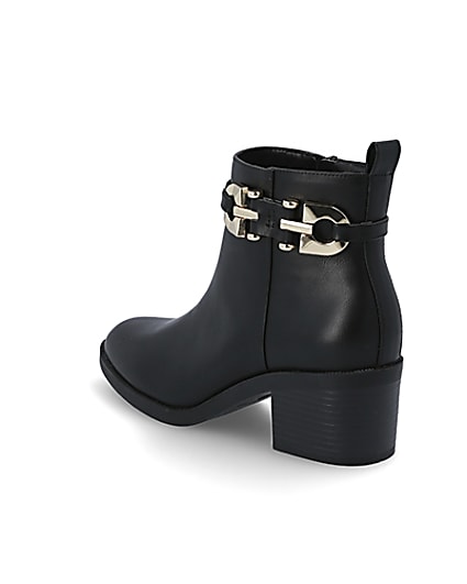 360 degree animation of product Black buckle strap heeled ankle boot frame-6