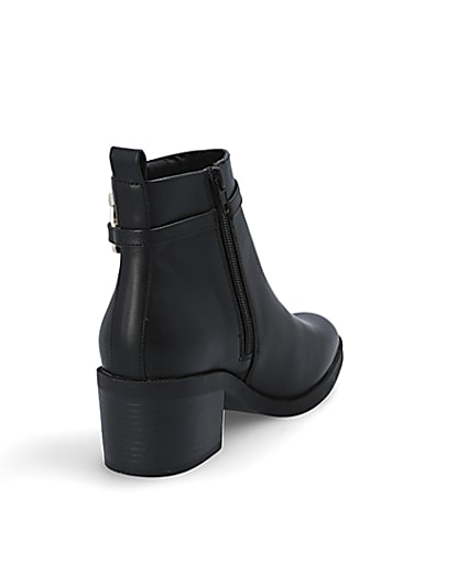 360 degree animation of product Black buckle strap heeled ankle boot frame-11