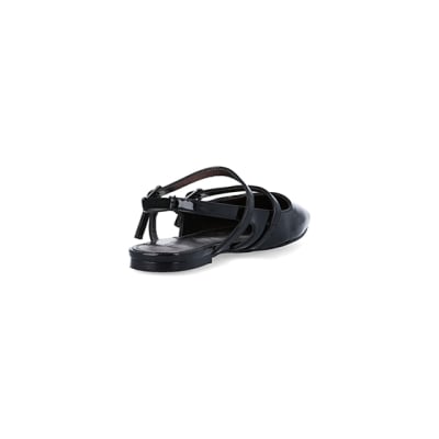 360 degree animation of product Black buckle strap slingback shoes frame-11