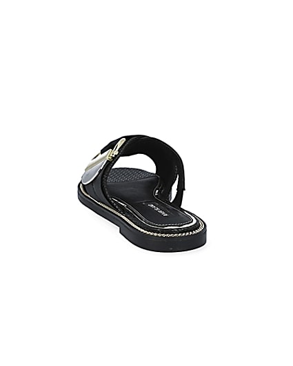360 degree animation of product Black buckle studded strap Mule sandals frame-8