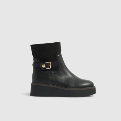 Buckle Wedge Ankle Boots