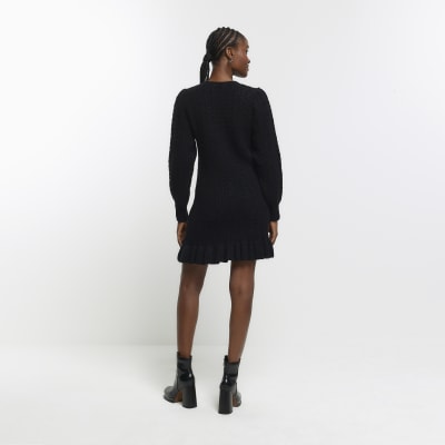 Black cable clearance knit jumper dress