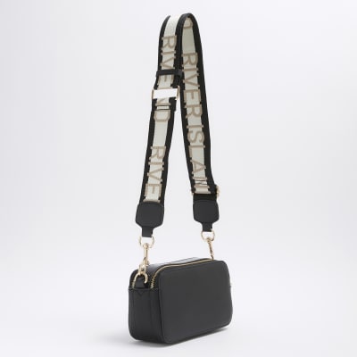 Black camera cross body bag River Island