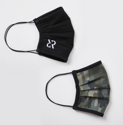 Black camo print face covering pack of 2