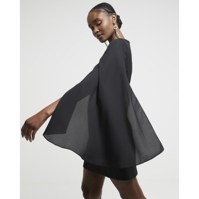 Black cape mini dress hotsell