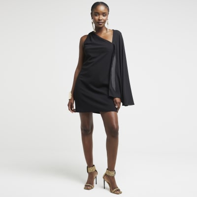 River Island Womens Black Cape Detail Shift Mini Dress