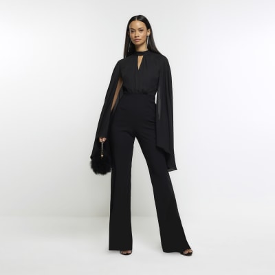 River island black cheap spot wide leg jumpsuit