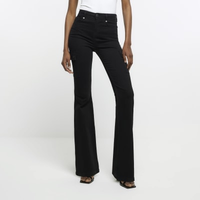 Black cargo flare jeans | River Island