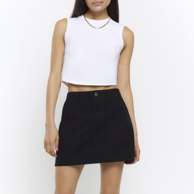 Black cargo mini skirt River Island