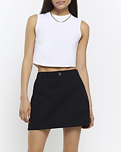 Black cargo mini skirt
