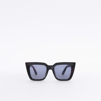 River Island monogram cat eye sunglasses in black