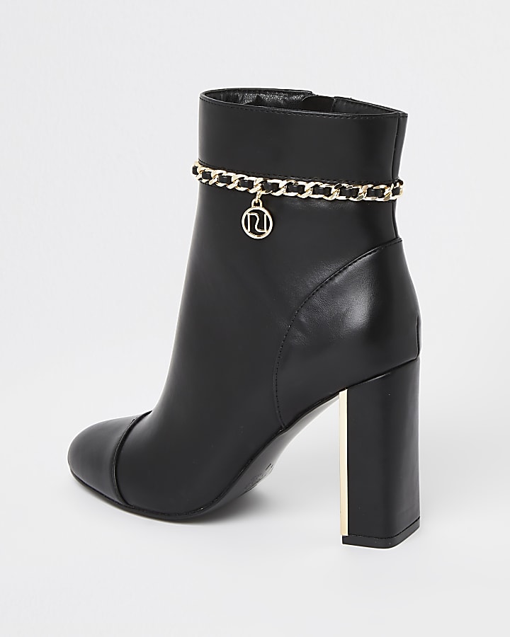 Black chain detail ankle boots