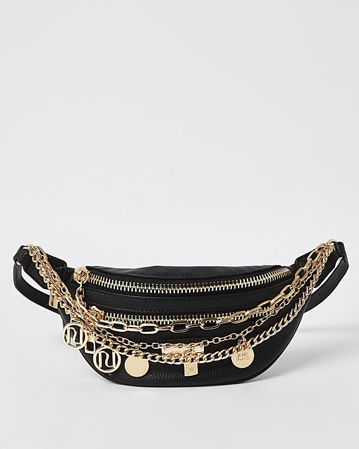 Black chain detail bum bag