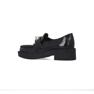 360 degree animation of product Black chain detail chunky loafers frame-5