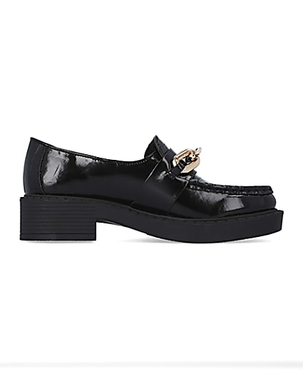 360 degree animation of product Black chain detail chunky loafers frame-15