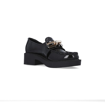 360 degree animation of product Black chain detail chunky loafers frame-18