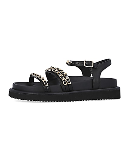 360 degree animation of product Black chain detail chunky sandals frame-2