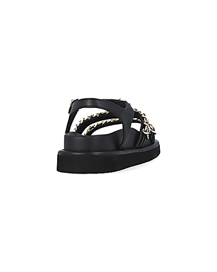 360 degree animation of product Black chain detail chunky sandals frame-10