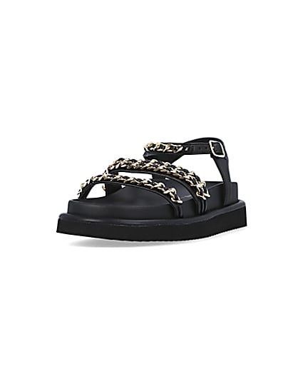 360 degree animation of product Black chain detail chunky sandals frame-23