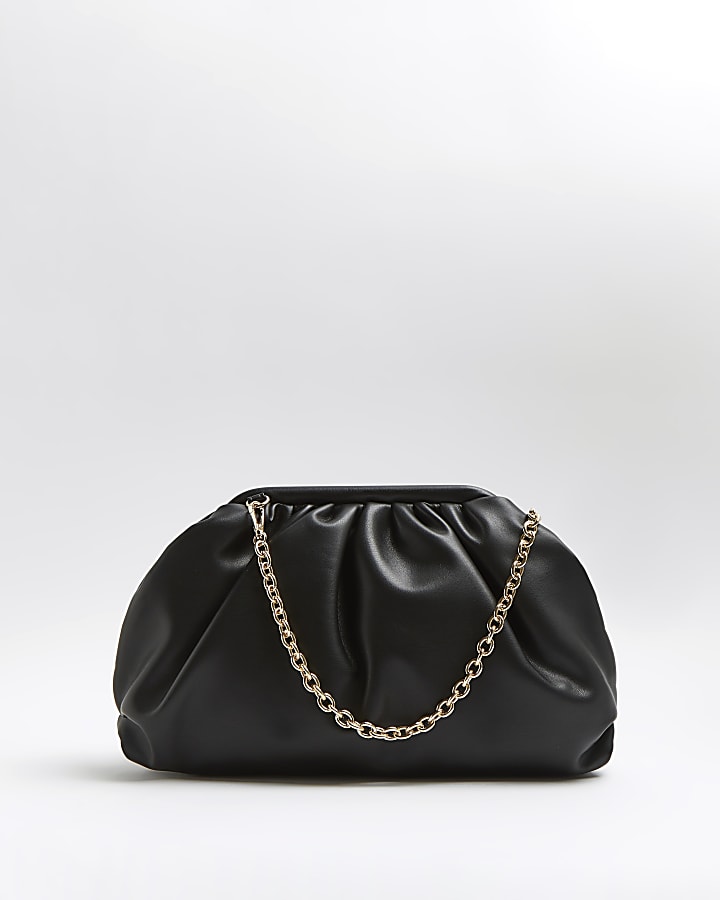 Black chain detail clutch bag