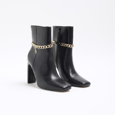 Ankle boots clearance with chain detail