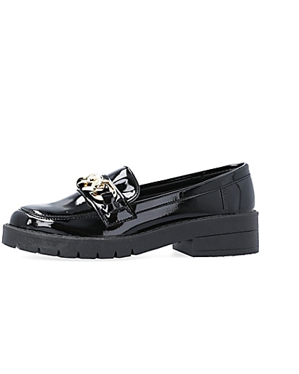 360 degree animation of product Black chain detail loafer frame-2