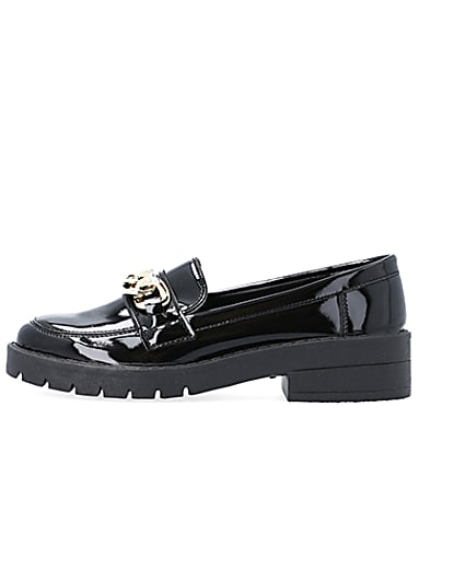 360 degree animation of product Black chain detail loafer frame-3