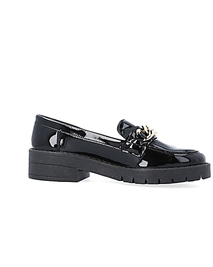 360 degree animation of product Black chain detail loafer frame-16
