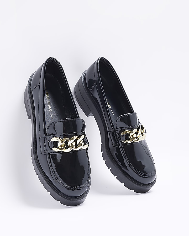Black chain detail loafer