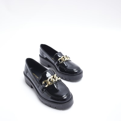 Black chain detail loafer
