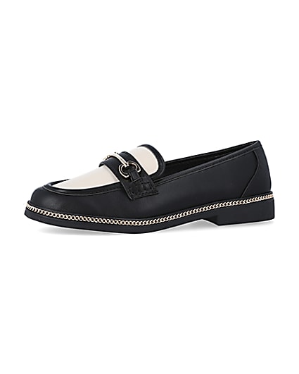 360 degree animation of product Black chain detail loafers frame-2