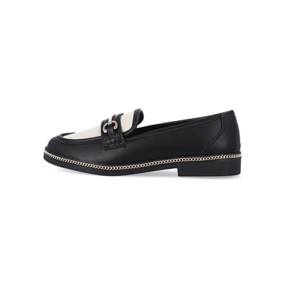 360 degree animation of product Black chain detail loafers frame-4