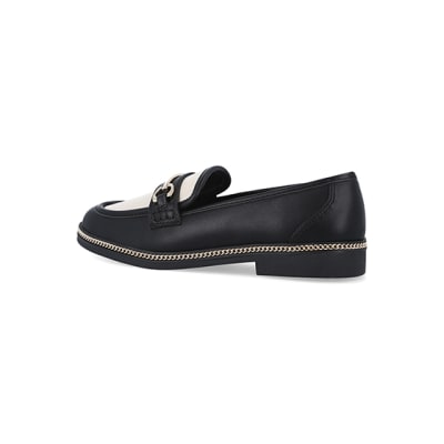 360 degree animation of product Black chain detail loafers frame-5