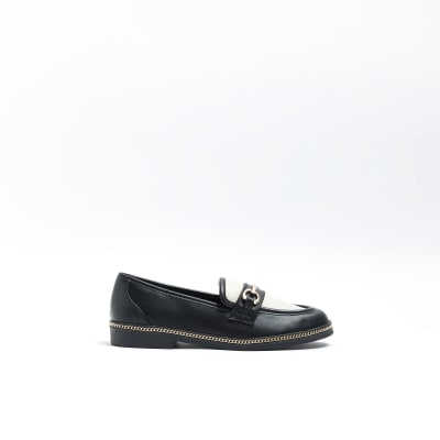 Black chain detail loafers | River Island