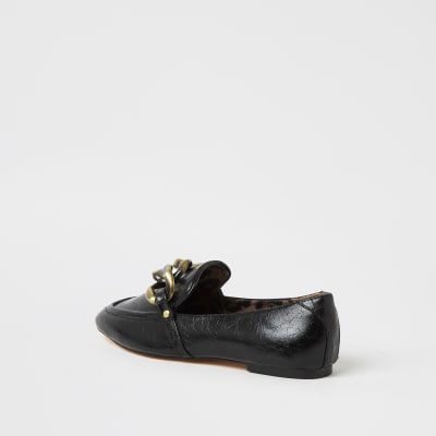 Black chain detail loafers