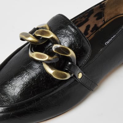 Black chain detail loafers