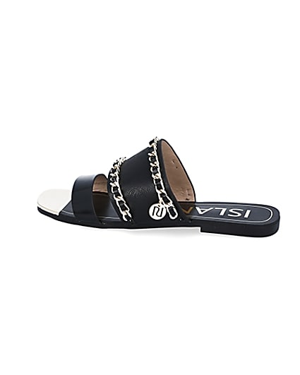 360 degree animation of product Black chain detail mule sandals frame-4