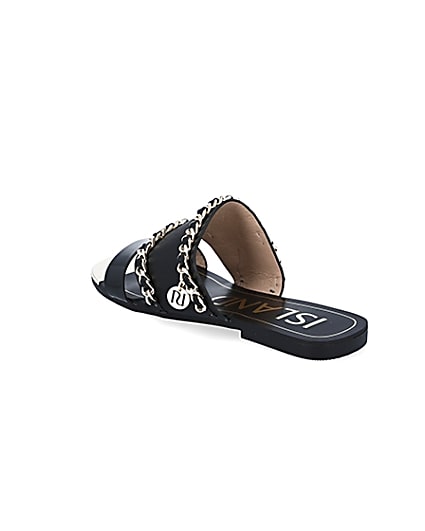 360 degree animation of product Black chain detail mule sandals frame-6