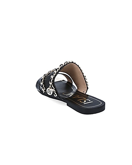 360 degree animation of product Black chain detail mule sandals frame-7