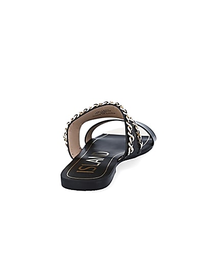 360 degree animation of product Black chain detail mule sandals frame-10