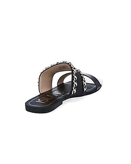 360 degree animation of product Black chain detail mule sandals frame-11